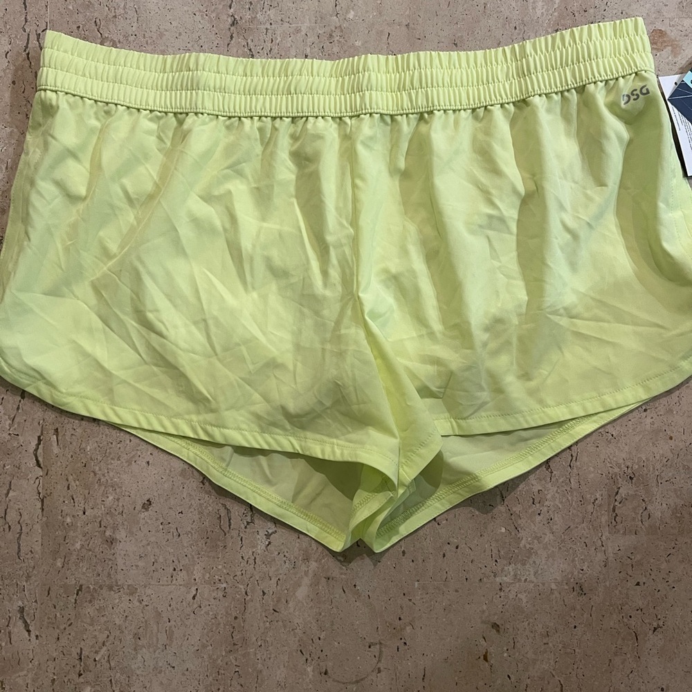 DSG Shorts Women's Mid Rise Stride Running Shorts 3" Size 2xl Lo Vis Yellow